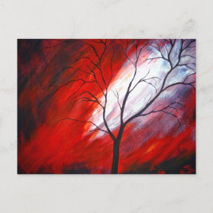 Postal Árbol abstracto y cielo rojo