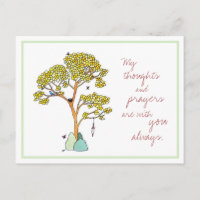 Árbol amarillo con pensamientos y oraciones de los