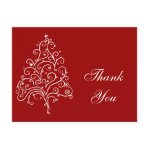 Árbol blanco de Navidad en rojo gracias