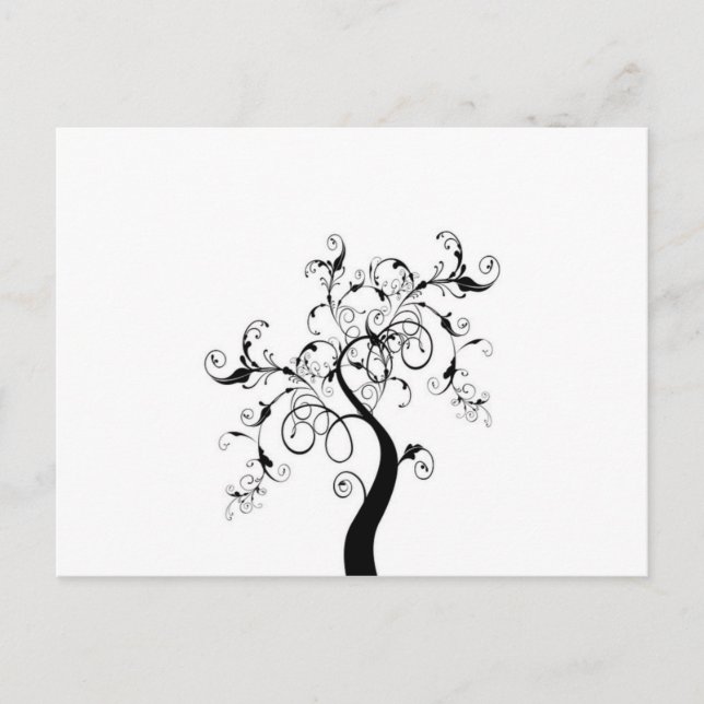Postal Árbol Blanco Y Negro De La Vida (Anverso)