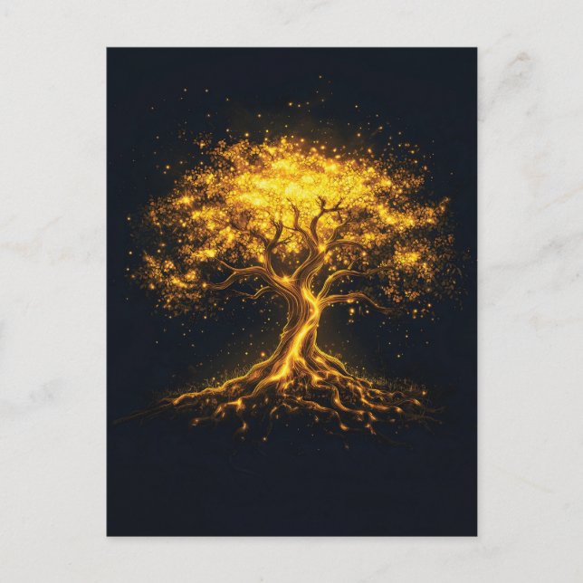Postal Árbol brillante de la vida - místico y encantador (Anverso)