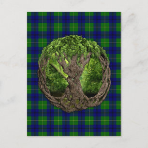 Postal Árbol Celta De La Vida Y Clan Johnston Tartán