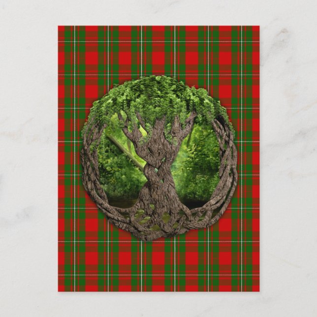 Postal Árbol Celta De La Vida Y Clan MacGregor Tartán (Anverso)