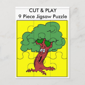 Postal Arbol, CORTE y JUEGO 9 Pieza Rompecabezas