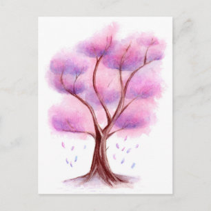 Postal Árbol de acuarela
