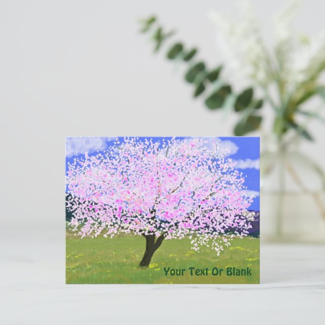 Postal Árbol de almendros en flor (Anverso de pie)