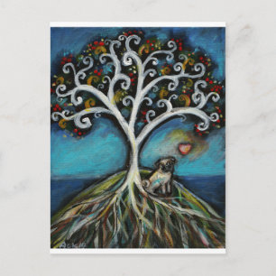 Postal Árbol de amor de pug
