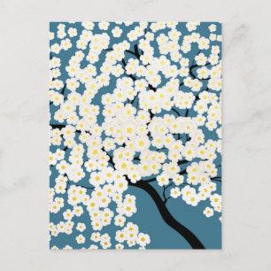 Postal Árbol de Arte de Flor Blanca Hermosa Floración