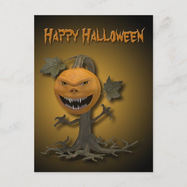 Postal Árbol de calabazas de Halloween (Anverso)