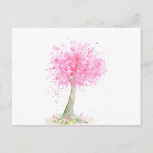 Postal Árbol de cerezas rosadas