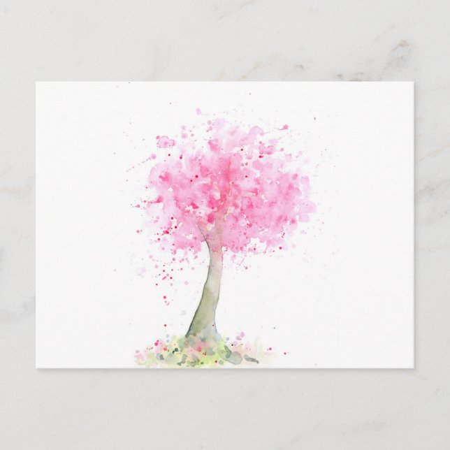 Postal Árbol de cerezas rosadas (Anverso)