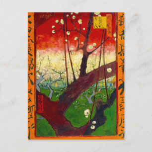 Postal Árbol de ciruelas flotantes Van Gogh después de Hi