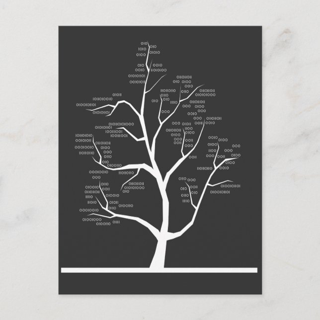 Postal Árbol de código binario del profesor de ciencias d (Anverso)