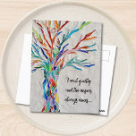 Postal Árbol de comillas inspiradoras<br><div class="desc">Esta postal decorativa cuenta con un árbol de mosaico de colores arcoiris y una cita inspiradora. Personalizable fácilmente con tus propias palabras. Porque creamos nuestra obra de arte no encontrarás esta imagen exacta de otros diseñadores. Original Mosaico © Michele Davies.</div>