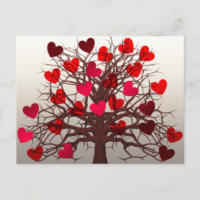 Postal Árbol de corazones (Anverso)