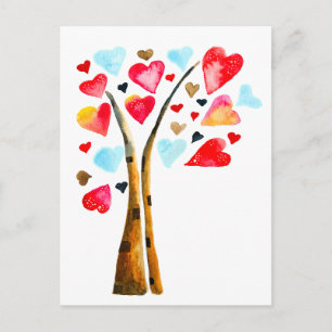 Postal Árbol de corazones caprichosos día de San Valentín