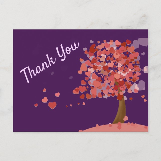 Postal Árbol de Corazones corazones lindos gracias (Anverso)