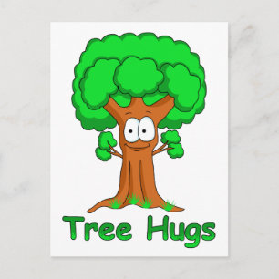 Postal Árbol de Dibujos Animados Divertido Abraza