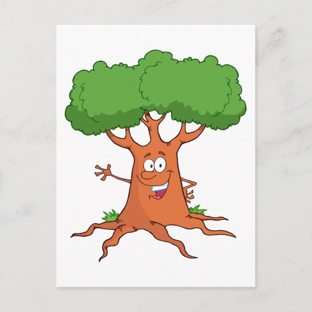 Postal árbol de dibujos animados feliz (Anverso)
