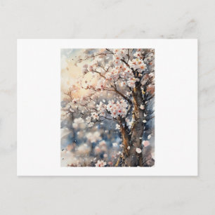 Postal Árbol de flores de cerezo,
