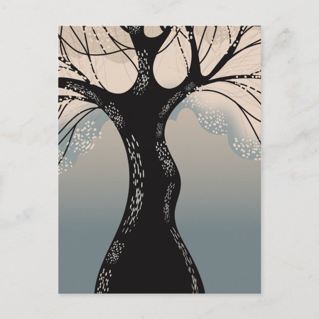 Postal Árbol de flores japonés (Anverso)