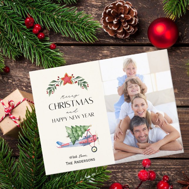 Postal Árbol de fotos de feriado navideño en avión divert (Subido por el creador)