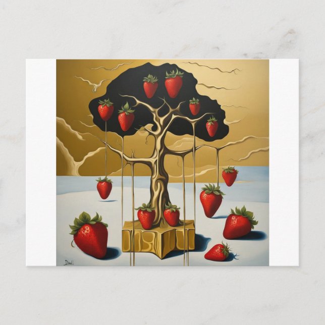 Postal Árbol de fresas doradas (Anverso)