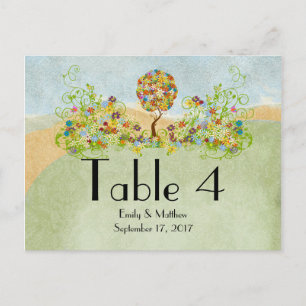 Postal Árbol de hadas de hadas floridas encantado