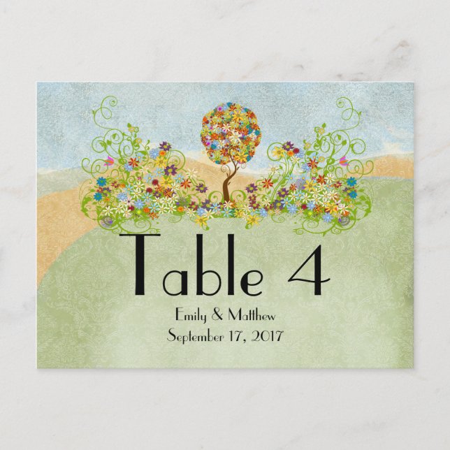 Postal Árbol de hadas de hadas floridas encantado (Anverso)