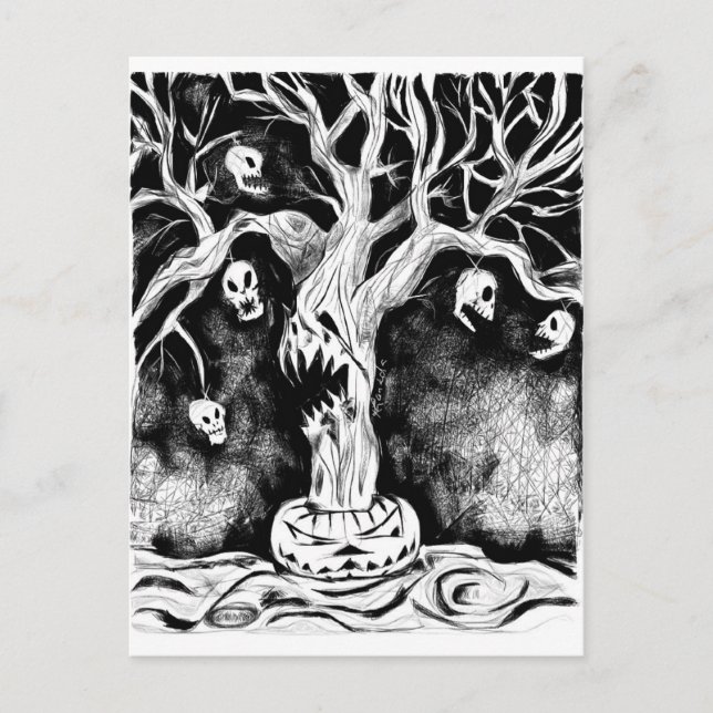 Postal Árbol de Halloween (Anverso)