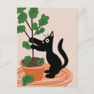 Postal Árbol de higo de gato divertido Plantas en macetas