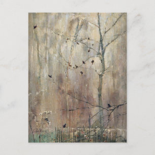 Postal Árbol de invierno con pájaros de Julia Beck