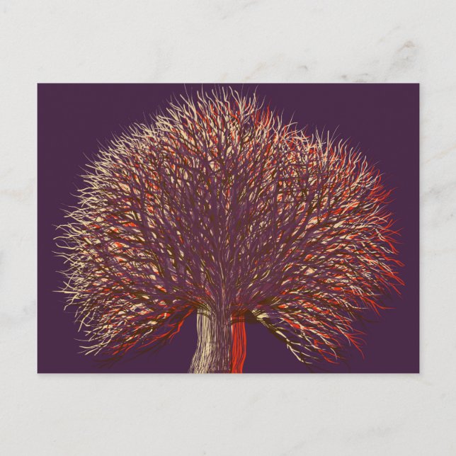 Postal Árbol de invierno de otoño (Anverso)