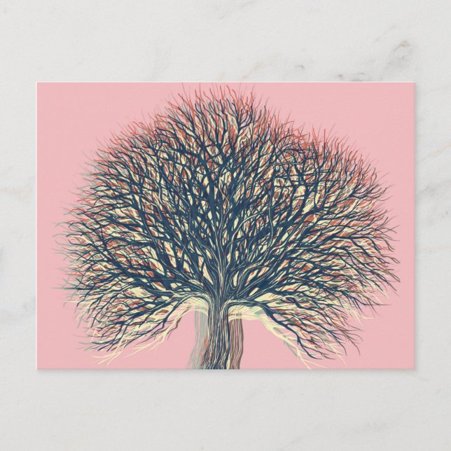 Postal Árbol de invierno de verano de primavera otoño #2 (Anverso)