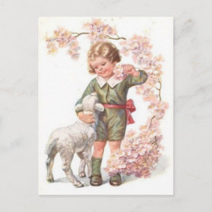 Postal Árbol de la Cereza del Cordero Infantil Victoriano