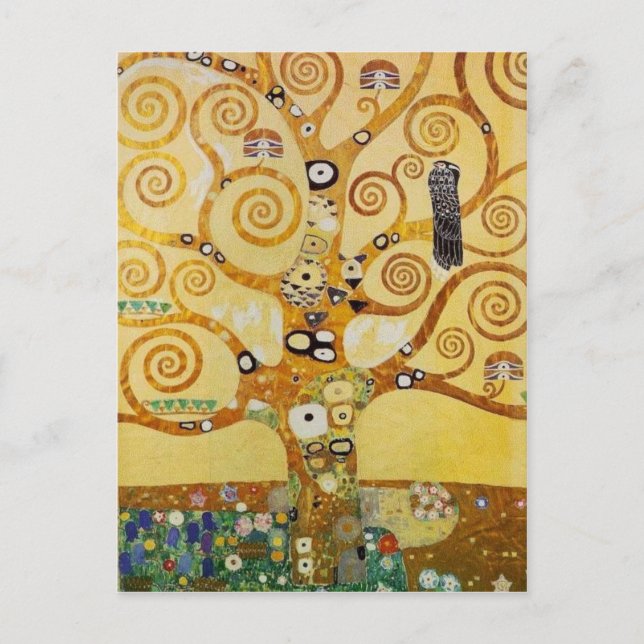 Postal Árbol de la vida por Klimt (Anverso)