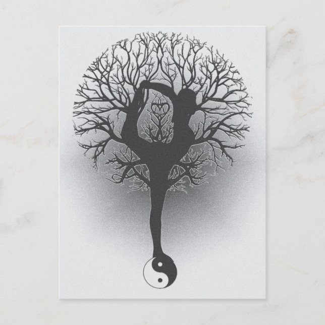 Postal Árbol de la yoga de Yin Yang de la vida (Anverso)