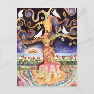 Postal ÁRBOL DE LAS palomas acuáticas DE LA VIDA