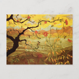 Postal Árbol de manzana con fruta roja