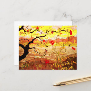 Postal Árbol de manzana con fruta roja de Paul Ranson