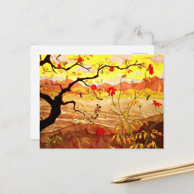 Postal Árbol de manzana con fruta roja de Paul Ranson (Anverso/Reverso In Situ)