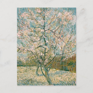 Postal Árbol de melocotón rosado de Van Gogh en el flor
