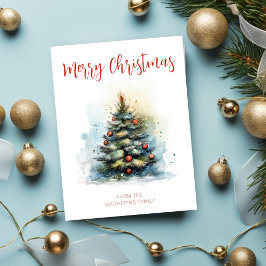 Postal Árbol de Navidad acuarela