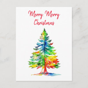 Postal Árbol de Navidad acuarela Feliz Navidad