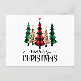 Postal Árbol de Navidad Alegre Rojo Verde Cuadro Búfalo M