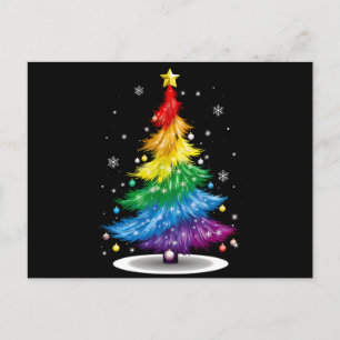 Postal Árbol de Navidad arcoíris orgullo LGBT gay feliz N