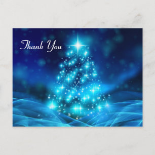 Postal Árbol de Navidad Azul Eléctrico Moderno Gracias