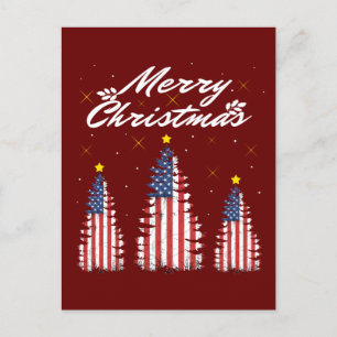 Postal Árbol de Navidad Bandera Americana 