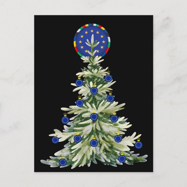 Postal Árbol de Navidad - Bandera de la Unión Europea | E (Anverso)