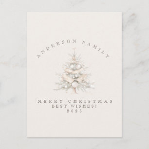 Postal Árbol de Navidad blanco tradicional personalizado 
